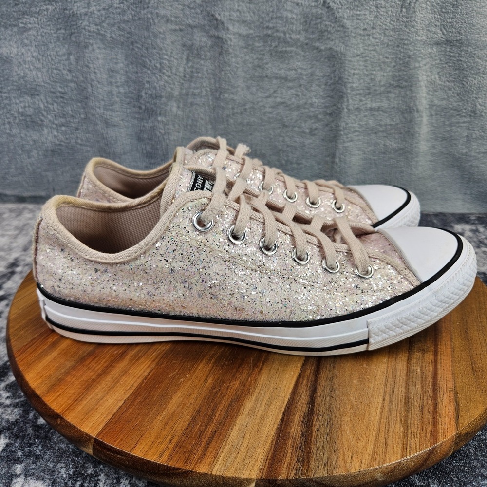 Converse Chuck Taylor All Star Womens 8.5 Glitter Shine Cream Low Top Sneaker